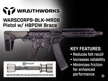 Picture of Wraithworks WARSCORP9 Roller Delayed Side-Charging AR Pistol - Black WARSCORP9-BLK-MRDB