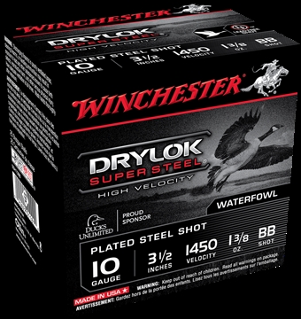 Picture of Winchester Ammo Drylok Super Steel High Velocity 10Gauge 3.50" 1 3/8oz BBShot 25 Per Box/10 Case SSH10BB