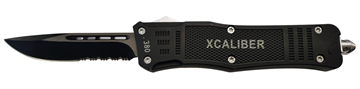 Picture of Xcaliber Knife Company  380 ACP  Large 3.80" OTF Part Serrated Black 440C SS Blade, 5.30" Steel Handle 728881687461