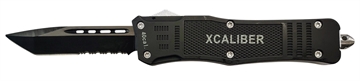 Picture of Xcaliber Knife Company  40 Cal  Large 3.80" OTF Tanto Part Serrated Black 440C SS Blade, 5.30" Steel Handle 728881687485