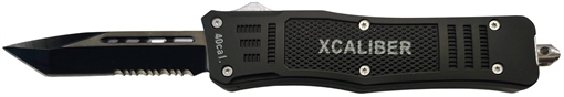 Picture of Xcaliber Knife Company  40 Cal  Medium 3.25" OTF Tanto Part Serrated 440C SS Blade, 4.64" Steel Handle 728881687447