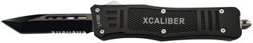 Picture of Xcaliber Knife Company  40 Cal  Medium 3.25" OTF Tanto Part Serrated 440C SS Blade, 4.64" Steel Handle 728881687447
