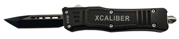 Picture of Xcaliber Knife Company  45 ACP  Small 2.75" OTF Tanto Plain Black 440C SS Blade, 3.91" Steel Handle 728881687416
