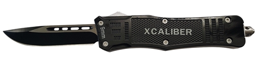 Picture of Xcaliber Knife Company  9mm  Large 3.80" OTF Drop Point Black 440C SS Blade, 5.30" Steel Handle 728881687478