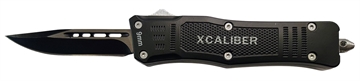 Picture of Xcaliber Knife Company  9mm  Small 2.75" OTF Drop Point Black 440C SS Blade, 3.91" Steel Handle 728881687386