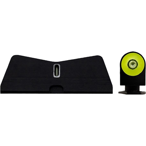 Picture of XS Sights DXT2 Big Dot Night Sights fits Glock Black | Green Tritium Yellow Outline Front Sight Green Tritium White Outline Bar Rear Sight GL0011S5Y
