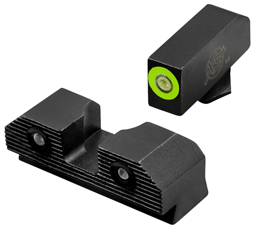 Picture of XS Sights GLR201P6G R3D 2.0 Night Sights fits Glock Black | Green Tritium Green Outline Front Sight Green Tritium Rear Sight GLR201P6G GL-R201P-6G