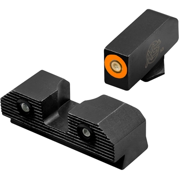 Picture of XS Sights  R3D 2.0 Night Sights fits Glock Black Green Tritium Orange Outline Front Sight Green Tritium Rear Sight  GL-R201P-6N