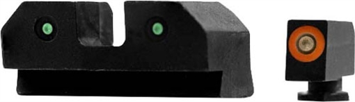 Picture of XS Sights R3D Night Sights fits Glock Black | Green Tritium Orange Outline Front Sight Green Tritium Rear Sight GLR013P6N