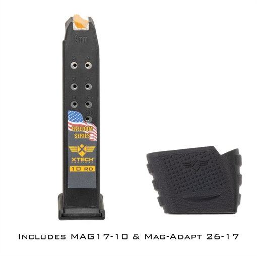 Picture of XTECH STEEL REINFORCED 10/17 10RD 9MM FREEDOM SERIES MAGAZINE FOR GLOCK 26 XT3032401