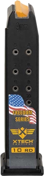 Picture of XTECH STEEL REINFORCED 10/15 10RD 9MM FREEDOM SERIES MAGAZINE FOR GLOCK 19 W/ 17-7 SS SPRING XT3032101