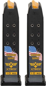 Picture of XTECH (2)STEEL REINFORCED 10/15 10RD 9MM FREEDOM SERIES MAGAZINE FOR GLOCK 19 W/ 17-7 SS SPRING XT3032102
