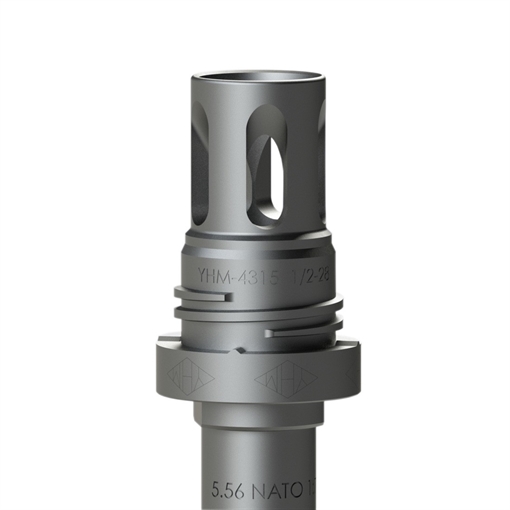 Picture of Yankee Hill Machine Co Mini QD Flash Hider, Matte Black, 1/2-28" Thread, Fits Turbo T2, Turbo K, Resonator, Resonator R2, Resonator K, Nitro .30, All Phantom .30 caliber YHM-4315-28A 431528A