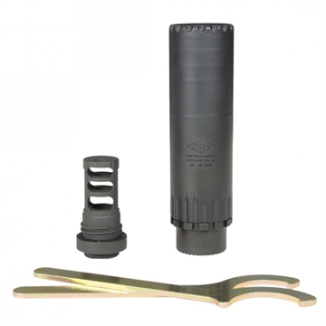 Picture of Yankee Hill Machine Co Resonator K Suppressor, 30 Caliber, Rifle Suppressor, 5.56" Long, 1.5625" Diameter, Black Finish, Includes QD Mount/Muzzle Braker (YHM-4302-MB-24A), 5/8"-24 YHM-2150-MB-24 2150MB24
