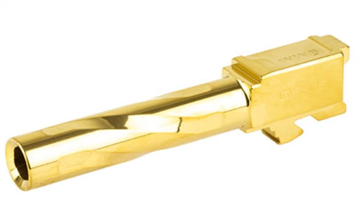 Picture of Zaffiri Precision Pistol Barrel, 9MM, 3.95", Flush and Crown, Fits Glock 19, Titanium Nitride Finish, Gold BA-G19G5-FC-GLD