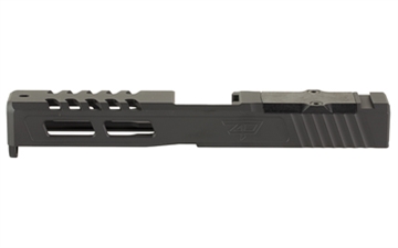 Picture of Zaffiri Precision ZPS.2, Optics Ready Stripped Slide, RMR Footprint, Lightening Cuts, Cerakote Finish, Armor Black, Fits Glock 17 Gen 3, Includes Black Anodized Optics Plate Cover and Screws ZPS.2.17.BLK