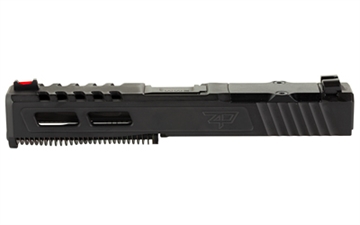 Picture of Zaffiri Precision ZPS.2, Optics Ready Complete Slide, RMR Footprint, Lightening Cuts, Black Barrel, HD Fiber Sights, Cerakote Finish, Armor Black, Fits Glock 19 Gen 3, Gen 3 Upper Parts Kit w/Polymer Recoil Spring Assembly, Includes Black Anodized Optics Plate Cover and Screws ZPS.2.19.BLK.CU