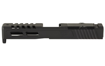 Picture of Zaffiri Precision ZPS.2, Optics Ready Stripped Slide, RMR Footprint, Lightening Cuts, Cerakote Finish, Armor Black, Fits Glock 19 Gen 5, Includes Black Anodized Optics Plate Cover and Screws ZPS.2.19.G5.BLK