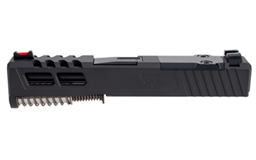 Picture of Zaffiri Precision ZPS.2, Optics Ready Complete Slide, RMR Footprint, Lightening Cuts, Black Barrel, HD Fiber Sights, Cerakote Finish, Armor Black, Fits Glock 43/43X, G43/G43X Upper Parts Kit, Includes Black Anodized Optics Plate Cover and Screws ZPS.2.43.BLK.CU