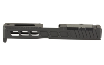 Picture of Zaffiri Precision ZPS.3, Optics Ready Stripped Slide, RMR Footprint, Lightening Cuts, Cerakote Finish, Armor Black, Fits Glock 19 Gen 5, Includes Black Anodized Optics Plate Cover and Screws ZPS.3.19.G5.BLK