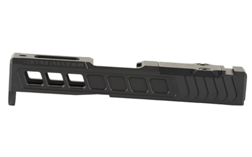 Picture of Zaffiri Precision ZPS.3, Optics Ready Stripped Slide, RMSc Footprint, Lightening Cuts, Cerakote Finish, Armor Black, Fits Glock 43, Includes Black Anodized Optics Plate Cover and Screws ZPS.3.43.BLK