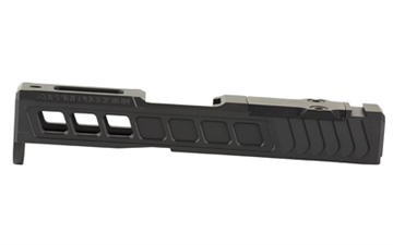 Picture of Zaffiri Precision ZPS.3, Optics Ready Stripped Slide, RMSc Footprint, Lightening Cuts, Cerakote Finish, Armor Black, Fits Glock 43, Includes Black Anodized Optics Plate Cover and Screws ZPS.3.43.BLK