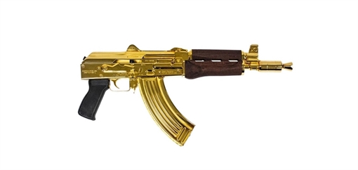 Picture of Zastava Arms Usa ZPAP92 7.62x39mm 30+1 10" 24K Gold Plated/Cold Hammer Forged, Chrome Lined Barrel, Steel 24K Gold Plated Receiver, Dark Walnut Grips ZP92762MGL