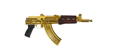 Picture of Zastava Arms Usa ZPAP92 7.62x39mm 30+1 10" 24K Gold Plated/Cold Hammer Forged, Chrome Lined Barrel, Steel 24K Gold Plated Receiver, Dark Walnut Grips ZP92762MGL