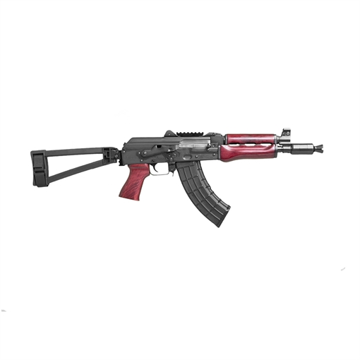 Picture of ZASTAVA ARMS ZPAP92 AK PISTOL 7.62 X 39 MM WITH BOOSTER SERBIAN RED HANDGUARDS/PISTOL GRIP TOP RAIL AND SB TACTICAL TF1913 BRACE 1.5MM RECEIVER BULDGED TRUNNION CHROME LINED 10IN BARREL ZP92762TBSR