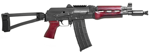 Picture of ZASTAVA ARMS ZPAP85 AK PISTOL 5.56 WITH BOOSTER SERBIAN RED HANDGUARDS/PISTOL GRIP TOP RAIL AND SB TACTICAL TF1913 BRACE 1.5MM RECEIVER BULGED TRUNNION CHROME LINED 10.5IN BARREL ZP85556TBSR