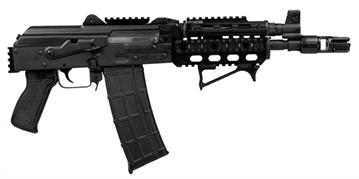 Picture of Zastava ZPAP85 Alpha AK-47 Pistol BULGED TRUNNION 1.5MM RECEIVER - Black 5.56NATO 10" Barrel Quad Rail Booster Brake Rear Trunnion Picatinny rail ZP85556PAT