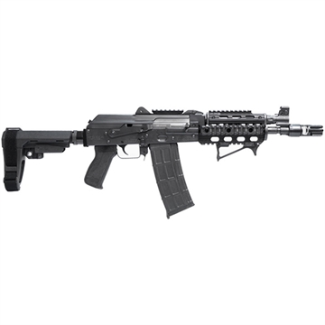 Picture of ZASTAVA ARMS ZPAP85 AK PISTOL 5.56X45 WITH NIGHT BRAKE QUAD RAIL TOP RAIL REAR RAIL ANGLED FOREGRIP SBA3 BRACE BULGED TRUNNION CHROME LINED 10.5IN BARREL ZP85556TAC