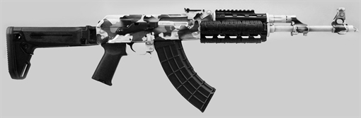 Picture of ZASTAVA ARMS ZPAPM70 AK RIFLE SNOW CAMO CERAKOTE WITHQUAD RAIL ZHUKOV FOLDING STOCK MAGPUL GRIP 16.5IN CHROME LINED BARREL 1.5MM RECEIVER BULDGED TRUNNION 30RD ZR7762CSW