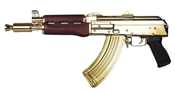 Picture of Zastava Arms Usa ZPAP92 7.62x39mm 30+1 10" 24K Gold Plated/ Cold HammerForged/ Chrome Lined Barrel, Steel 24K Gold Plated Receiver, Serbian Red Wood Grips ZP92762SRGL