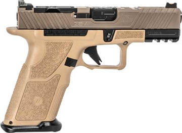 Picture of ZEV OZ9c ELITE PISTOL XGRIP FDE SLIDE BLK BARREL 9MM 10RD OZ9-X-E-FDE-LC