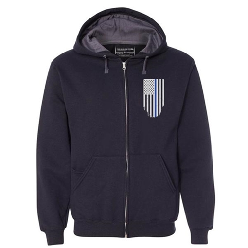 Picture of Thin Blue Line Zip Up - Honor/Respect, Thin Blue Line HONOR-TBL-ZIP-BLACK-L